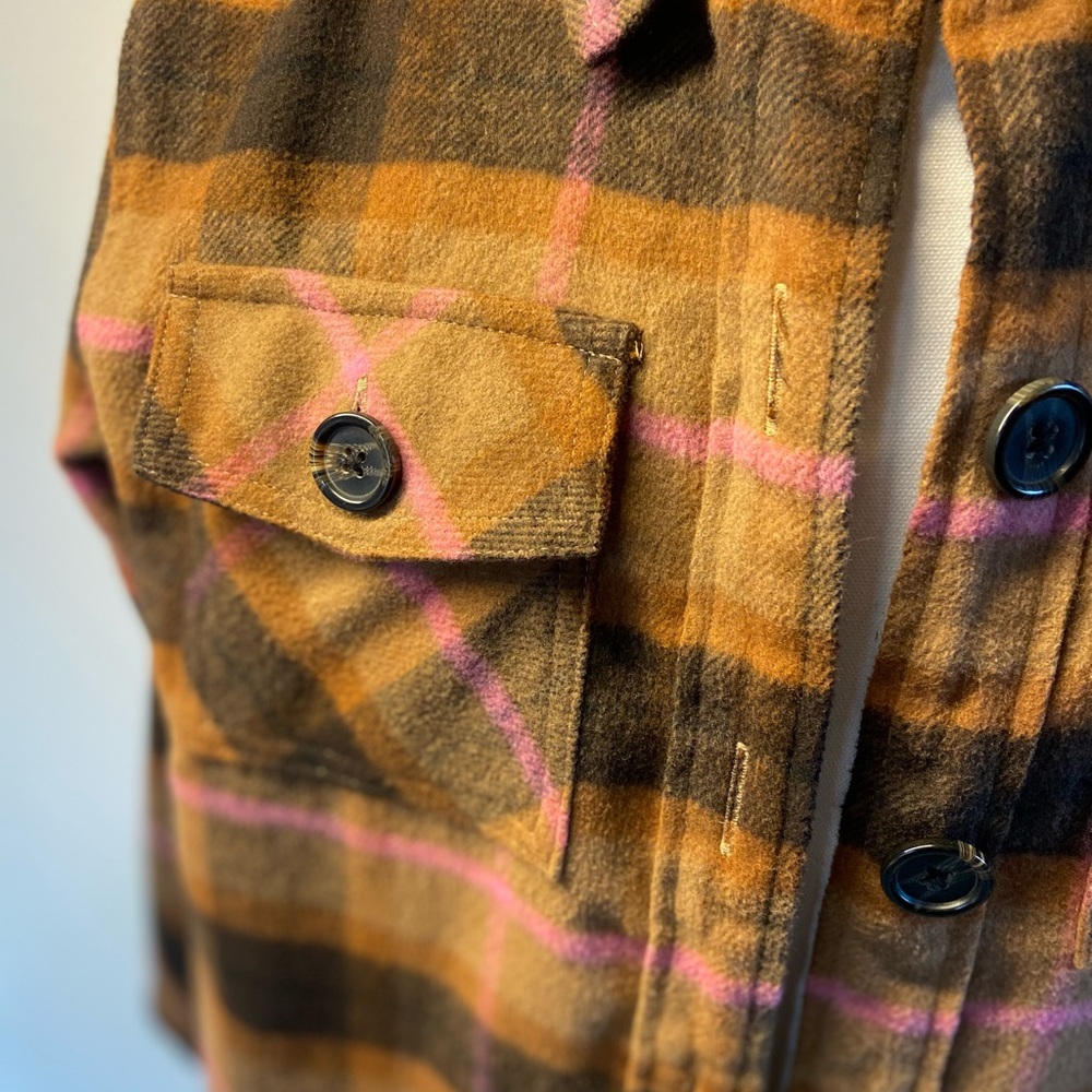 BB Dakota Brown and Pink Plaid Utility Jacket - Picture 2 of 6